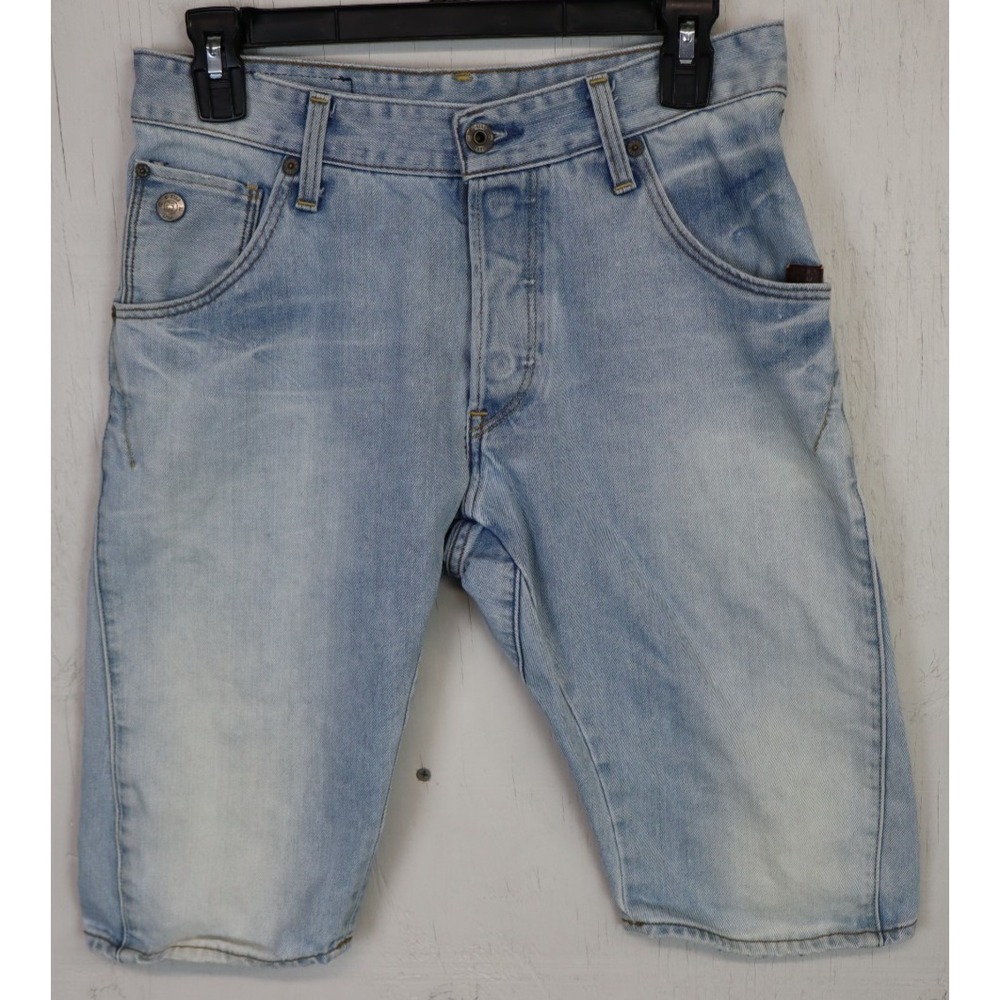 Mens G-Star Arc 3D Shorts Slim Size 29 Cotton Denim Blue Jorts Short Button Fly